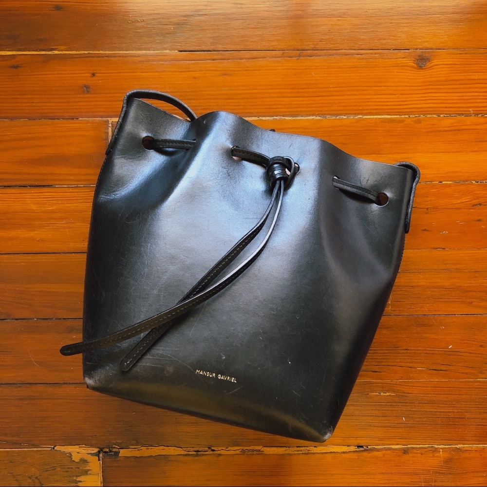 Mansur Gavriel Black mini bucket bag w ballerina